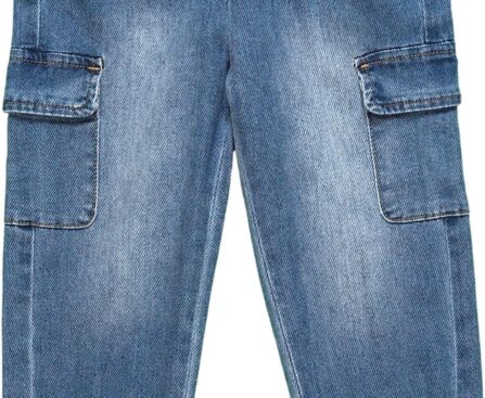 Kids Cargo Pants, Toddler Boys Jeans with Elastic Waist Blue Jeans of Boys Everyday Wear