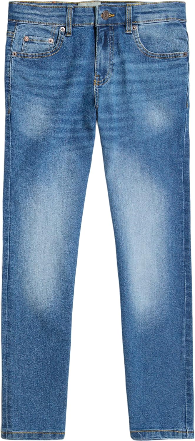 Classic Fit Straight Leg Denim Jeans, 5-Pocket Style, Zipper Fly & Button Closure