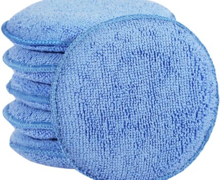 Microfiber Wax Applicator Pads, Car Wax Applicator, Buffing & Detail Polishing Foam Pads for Car Cleaning and Fine Polishing (5″ Diameter, 6 Pack)…