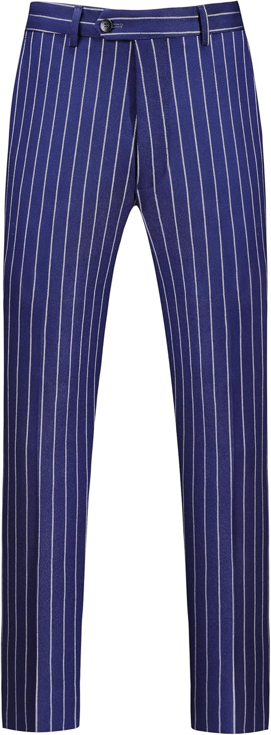MOGU Men’s Striped Slim Fit Dress Pants – Lightweight Flat Front Pinstripe Suit Trousers, Business Casual Slacks