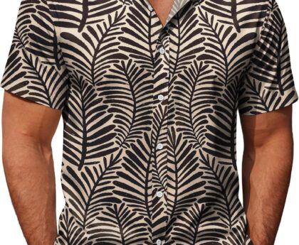 COOFANDY Mens Hawaiian Shirts Short Sleeve Button Down Aloha Shirt Casual Beach Clothes