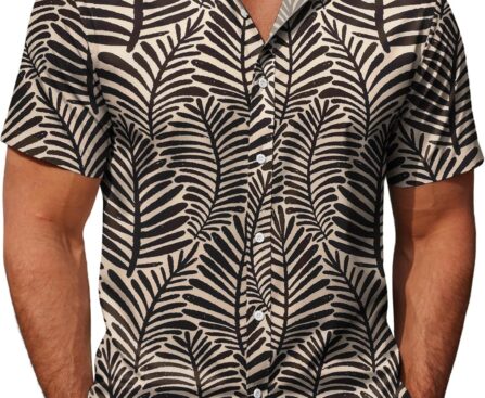 COOFANDY Mens Hawaiian Shirts Short Sleeve Button Down Aloha Shirt Casual Beach Clothes