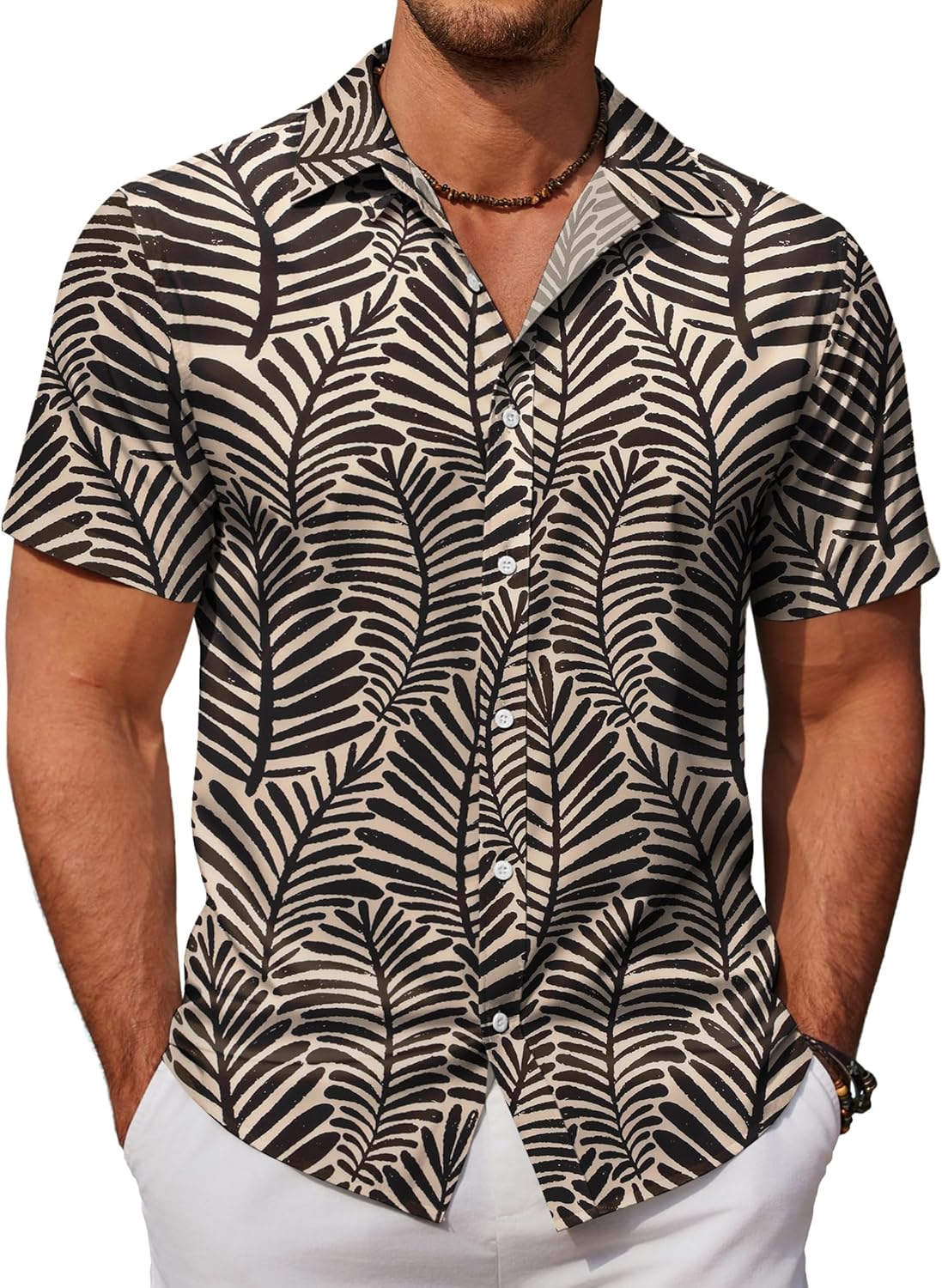 COOFANDY Mens Hawaiian Shirts Short Sleeve Button Down Aloha Shirt Casual Beach Clothes
