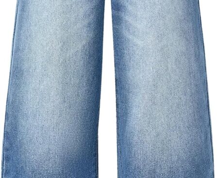 Girls Baggy Jeans Wide Straight Leg High Elastic Waisted Denim Pants Fashion Y2k Boyfriend Skater Streetwear