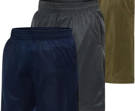 Ultra Performance Boy’s Basketball Short’s 3 Pack Mesh Athletic Shorts Youth Basketball Soccer & Gym Short for Active Boys