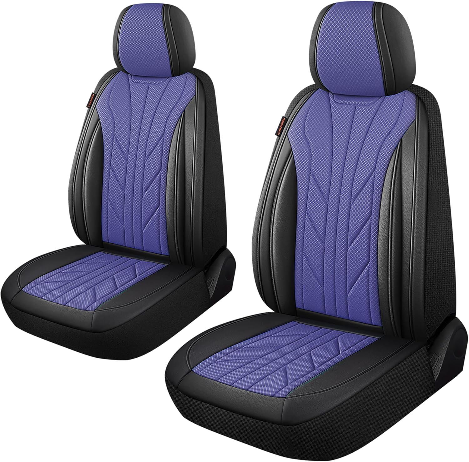 CAROMOP Breathable Cloth Fabric Car Seat Covers 2 Front Seats,Faux Leather 3D Foam Back Support Seat Cover for Car,Universal Seat Covers for Cars,Trucks,SUVs,Front Seat Armrests Compatible(Black/Blue)