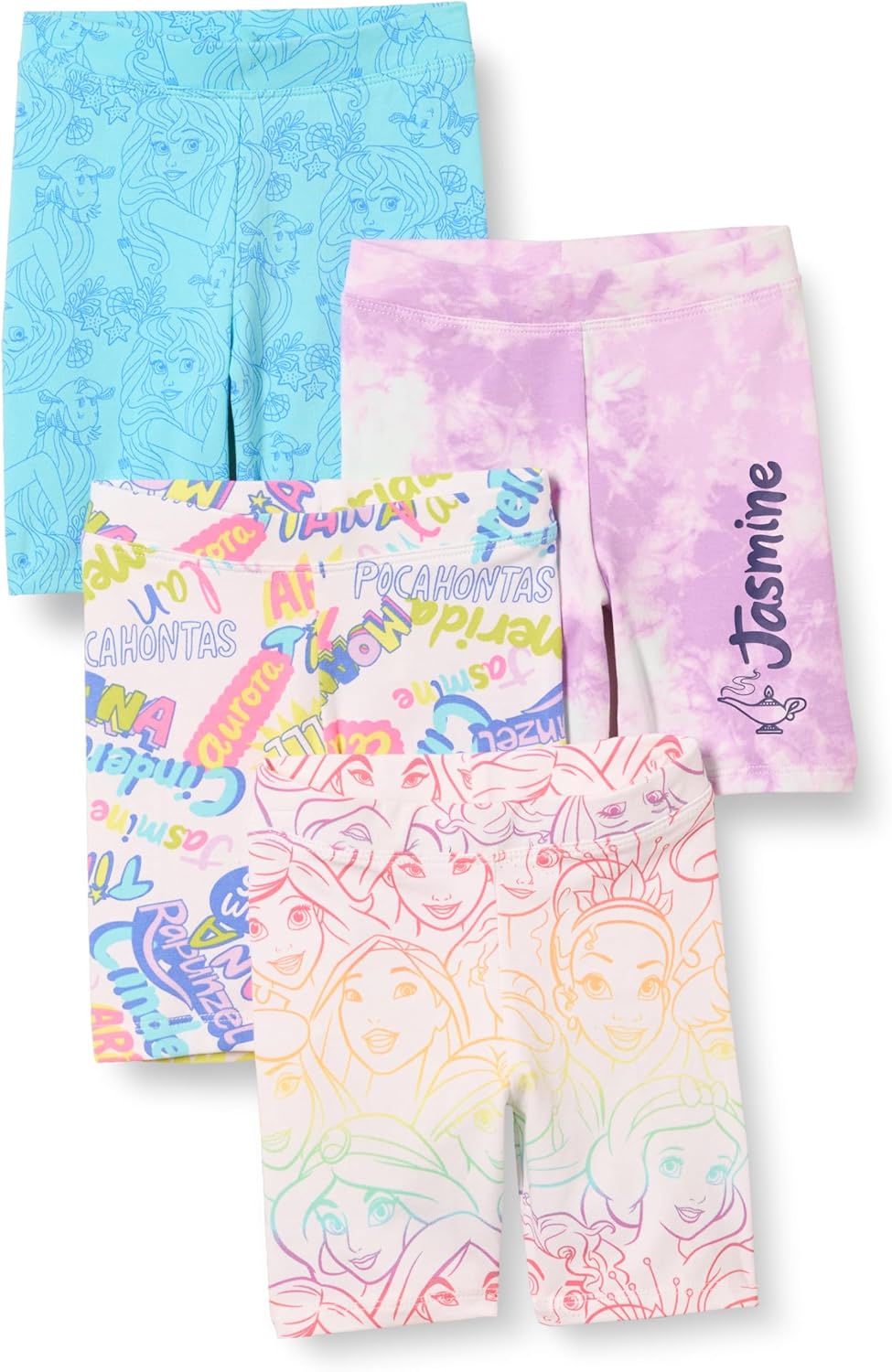 Amazon Essentials Disney | Marvel | Star Wars Girls and Toddlers’ Bike Shorts – Discontinued Colors, Pack of 4