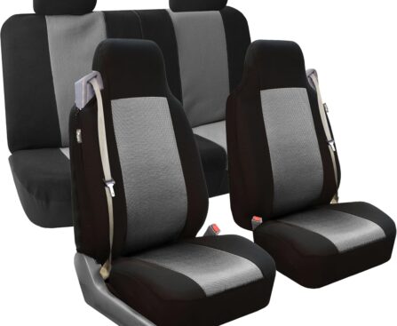 FH Group All Purpose Flat Cloth Car Seat Covers – Universal Fit, Full Set Seat Covers, Washable, Fit Most Car, Truck, SUV, Van – Black
