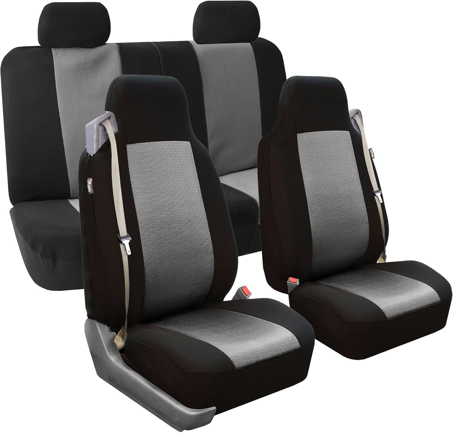 FH Group All Purpose Flat Cloth Car Seat Covers – Universal Fit, Full Set Seat Covers, Washable, Fit Most Car, Truck, SUV, Van – Black