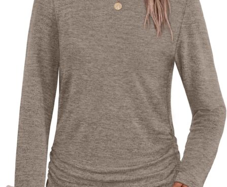 SAMPEEL Womens Sweaters Long Sleeve Shirts Fall Fashion 2025 Trendy Tops Ruched Outfits Winter Clothing