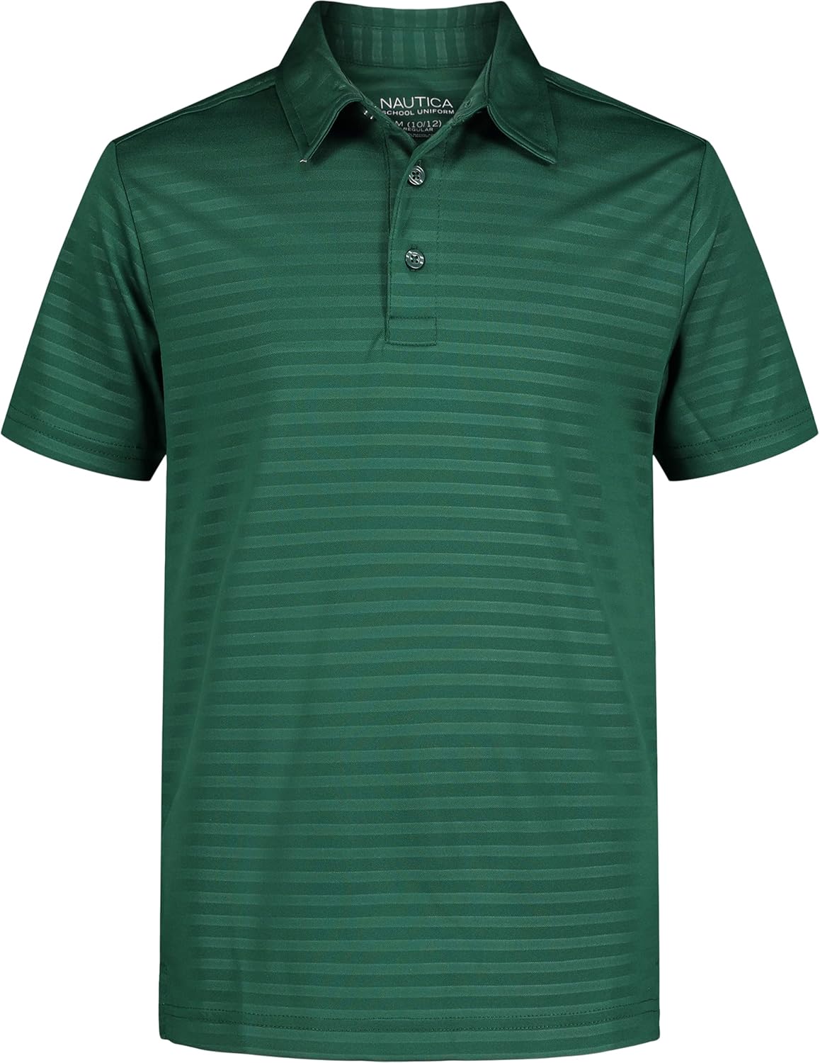 Nautica Boys’ Active Short Sleeve Polo Shirt, Button Closure & Embossed Stripes, Breathable Performance Fabric
