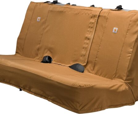 Carhartt Universal Nylon Duck Canvas Automotive Bench Seat Covers, Durable Fitted Full-Size Bench Seat Protection with Rain Defender, Carhartt Brown