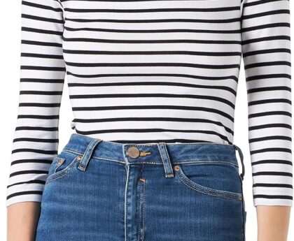 Amazon Essentials Womens Slim-Fit 3/4 Sleeve Boat Neck T-Shirt