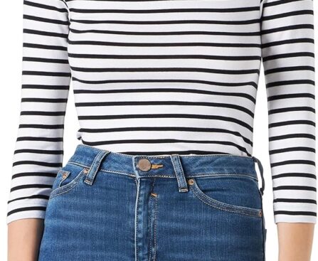 Amazon Essentials Womens Slim-Fit 3/4 Sleeve Boat Neck T-Shirt