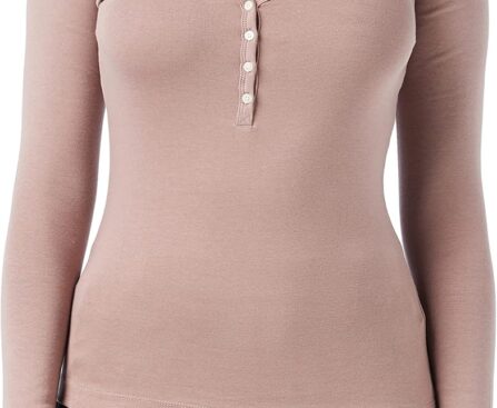 Amazon Essentials Women’s Ribbed Knit Long Sleeve Henley Slim Fit T-Shirt