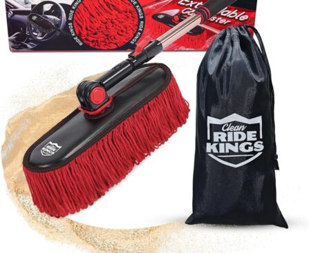 RideKings Car Duster Exterior Scratch Free, Wax Cotton Auto Dust Remover with Extendable Handle, Car Cleaning Brush for SUV, Truck & RV
