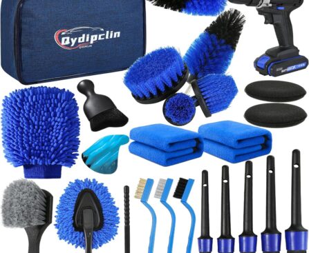 23Pcs Car Detailing Kit, Car Detailing Brush Set, Car Wash Cleaning Kit, Car Detailing Brushes, Professional Car Care Kit for Interior Exterior Wheels, Blue