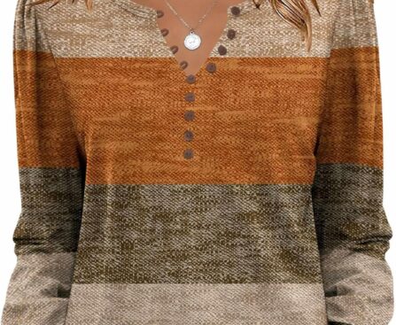 Zeagoo Fall Tops for Women Long Sleeve Button Up Shirts Floral Tunics V Neck Pullover Blouse