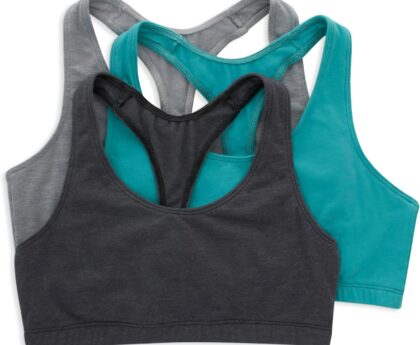 Hanes Women’s Racerback Cotton T-Back Bralette (3 Pack)