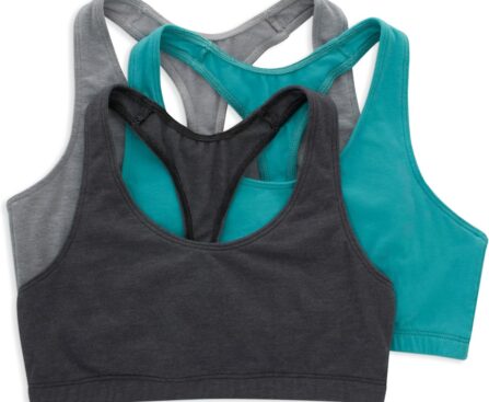 Hanes Women’s Racerback Cotton T-Back Bralette (3 Pack)