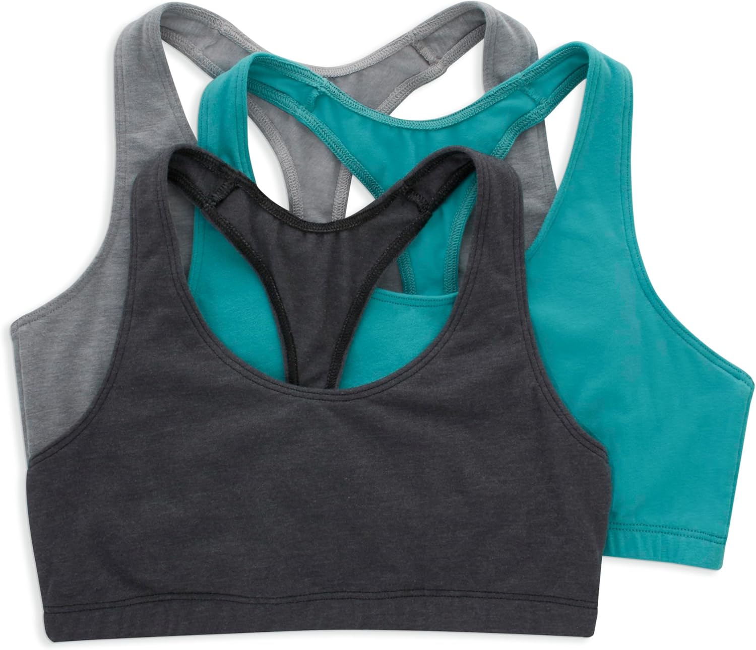 Hanes Women’s Racerback Cotton T-Back Bralette (3 Pack)