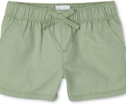 The Children’s Place girls The Children’s Place Twill Pull on Shorts, Soft Fern, 6 US