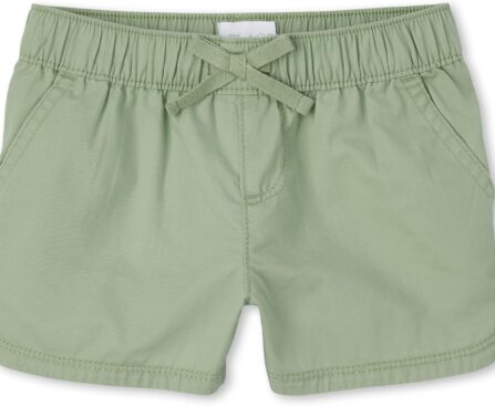 The Children’s Place girls The Children’s Place Twill Pull on Shorts, Soft Fern, 6 US