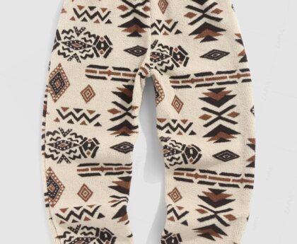 ZAFUL Men’s Fluffy Teddy Beam Feet Pants Plush Warm Soft Pajama Pants Winter Cozy Fleece Baggy Lounge Trouser Sleepwear