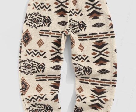 ZAFUL Men’s Fluffy Teddy Beam Feet Pants Plush Warm Soft Pajama Pants Winter Cozy Fleece Baggy Lounge Trouser Sleepwear