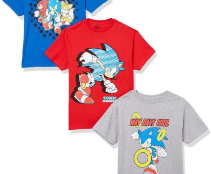 SEGA Boys Hedgehog 3-Pack Tee Bundle, Sonic, Tails, Knuckle