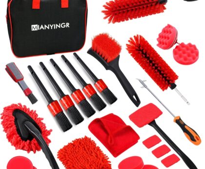 Car Detailing Kit， Drill Brush Attachments and Interior/Exterior Cleaning Tools | Wheels, Tires, Dashboard, Vents, Glass | Multi-Surface Drill Brushes for Cars, Bathroom & Kitchen (24Pcs)