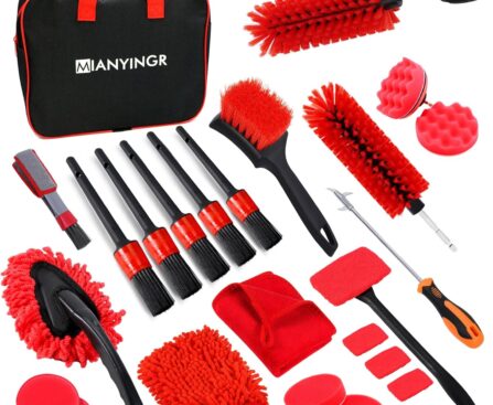 Car Detailing Kit， Drill Brush Attachments and Interior/Exterior Cleaning Tools | Wheels, Tires, Dashboard, Vents, Glass | Multi-Surface Drill Brushes for Cars, Bathroom & Kitchen (24Pcs)