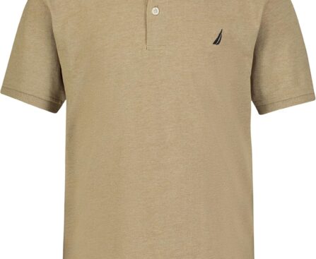 Nautica Boys’ Short Sleeve Anchor Polo, Button Closure, Soft & Comfortable, Pique Fabric