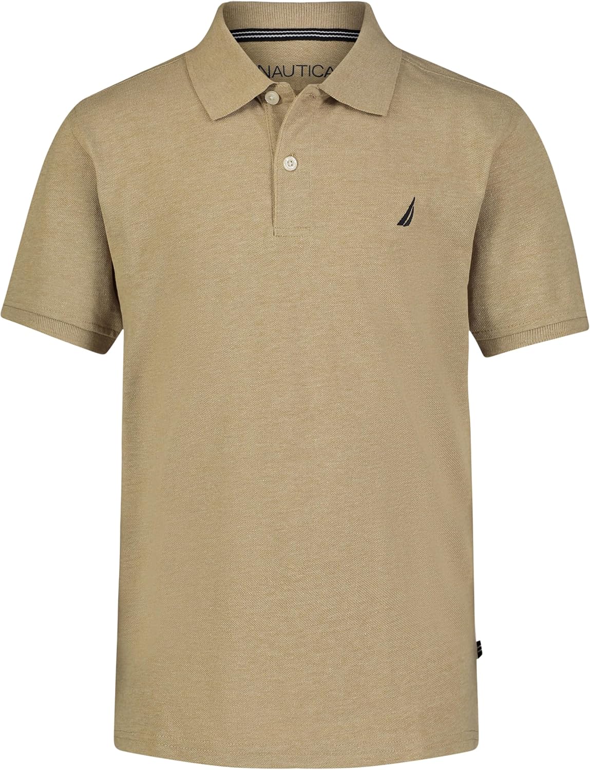 Nautica Boys’ Short Sleeve Anchor Polo, Button Closure, Soft & Comfortable, Pique Fabric