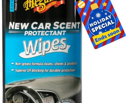 Meguiar’s New Car Scent Protectant Wipes – Easy to Use Car Wipes that Protect and Freshen Your Car’s Interior – Ideal for Car Detailing & Maintenance – 30 Ct