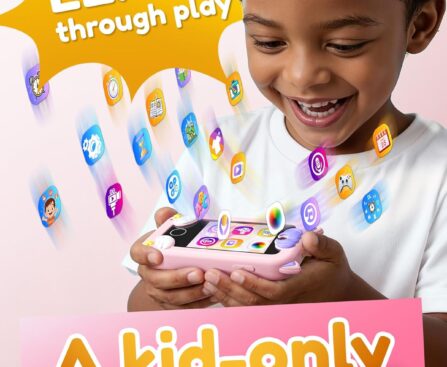 KOKODI Kids Smart Phone, Touchscreen HD Dual Camera Cell Phone for Kids, Christmas Birthday Gifts Dinosaur Child Play Phone for Girls 3-10, Travel Toy Preschool Learning Education Toy