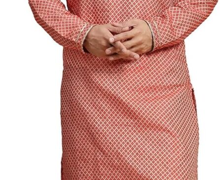 SKAVIJ Men’s Brocade Viscose Rayon Embroidered Kurta Pajama Set Thread Work Diwali Festive Party Ethnic Dress