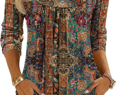 Zeagoo Womens Tops Long Sleeve Shirts Boho Tops for Women 2025 Fall Blouses Ladies Sweatshirts Winter Fashion Clothing