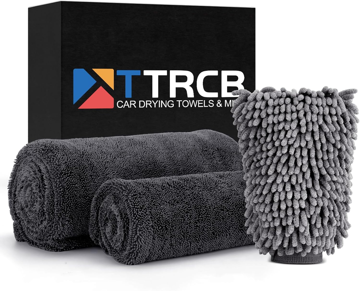 TTRCB 2 Pack 1300 GSM Car Drying Towel, Microfiber Towels for Cars – 36″ x 24″ & 16″ x 16″, Ultra-Absorbent, Streak Free, Car Wash Mitt, Car Detailing Cleaning Accessories Supplies Essentials