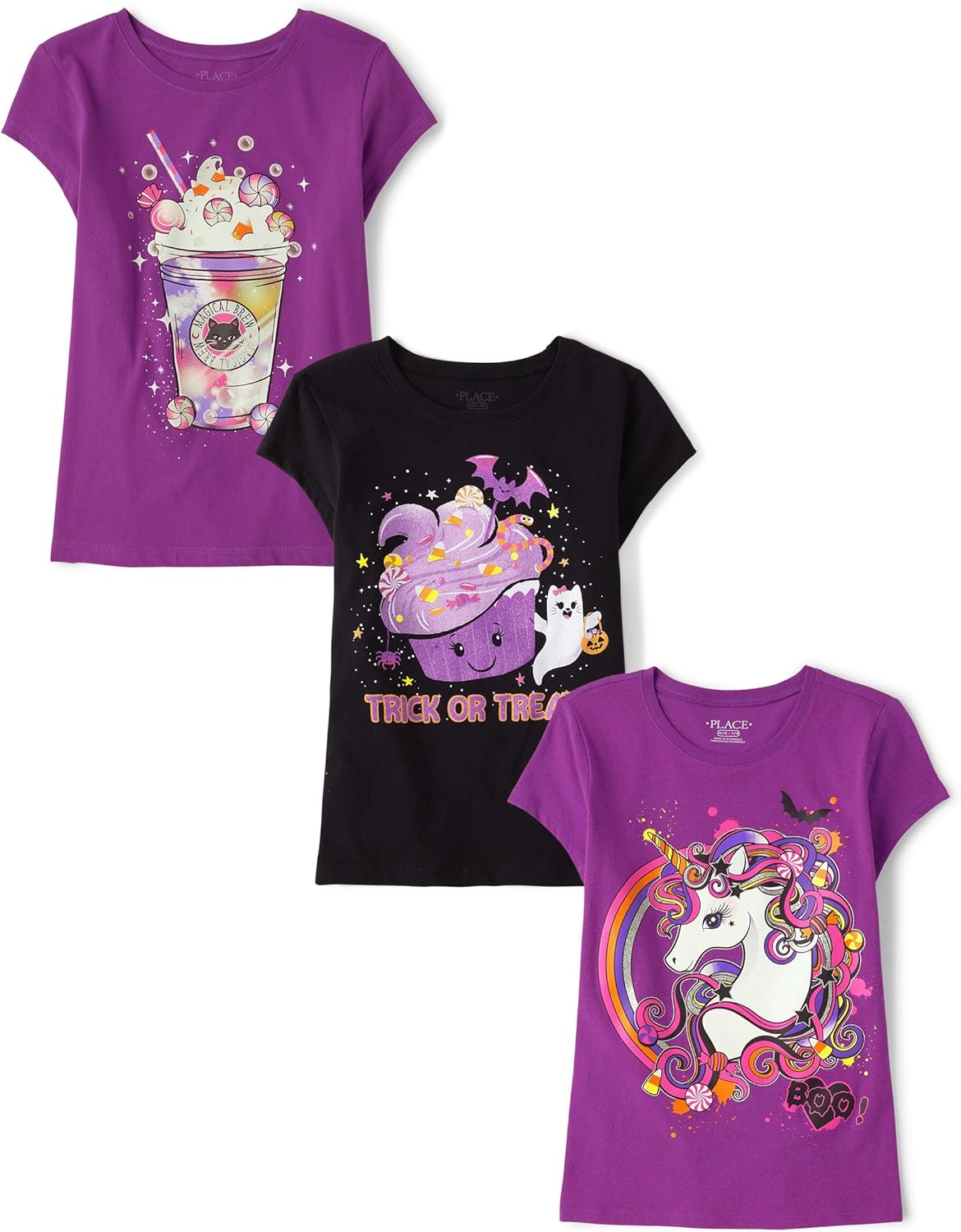 The Children’s Place Girls All Holidays,Birthdays Short Sleeve Graphic T-Shirts,3 Pack