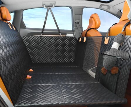 PROZAR Dog Car Seat Cover for Back Seat, Hard Bottom Back Seat Extender for Dogs – Supports 400lbs, Back Seat Pet Cover, Dog Hammock for Car SUV and Trucks