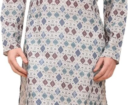 Pro-Ethic Style Developer Mens Indian Traditional Cotton Kurta Sets, Men Printed Kurta Set Indian Wedding Dress (A-124)