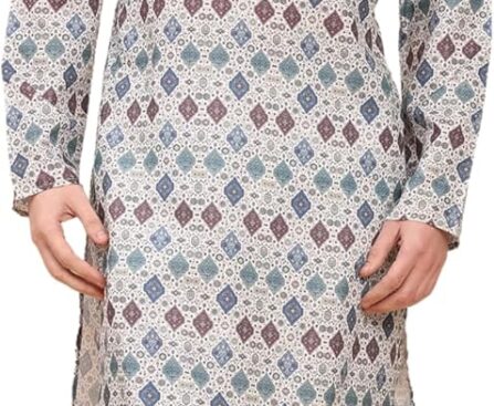 Pro-Ethic Style Developer Mens Indian Traditional Cotton Kurta Sets, Men Printed Kurta Set Indian Wedding Dress (A-124)