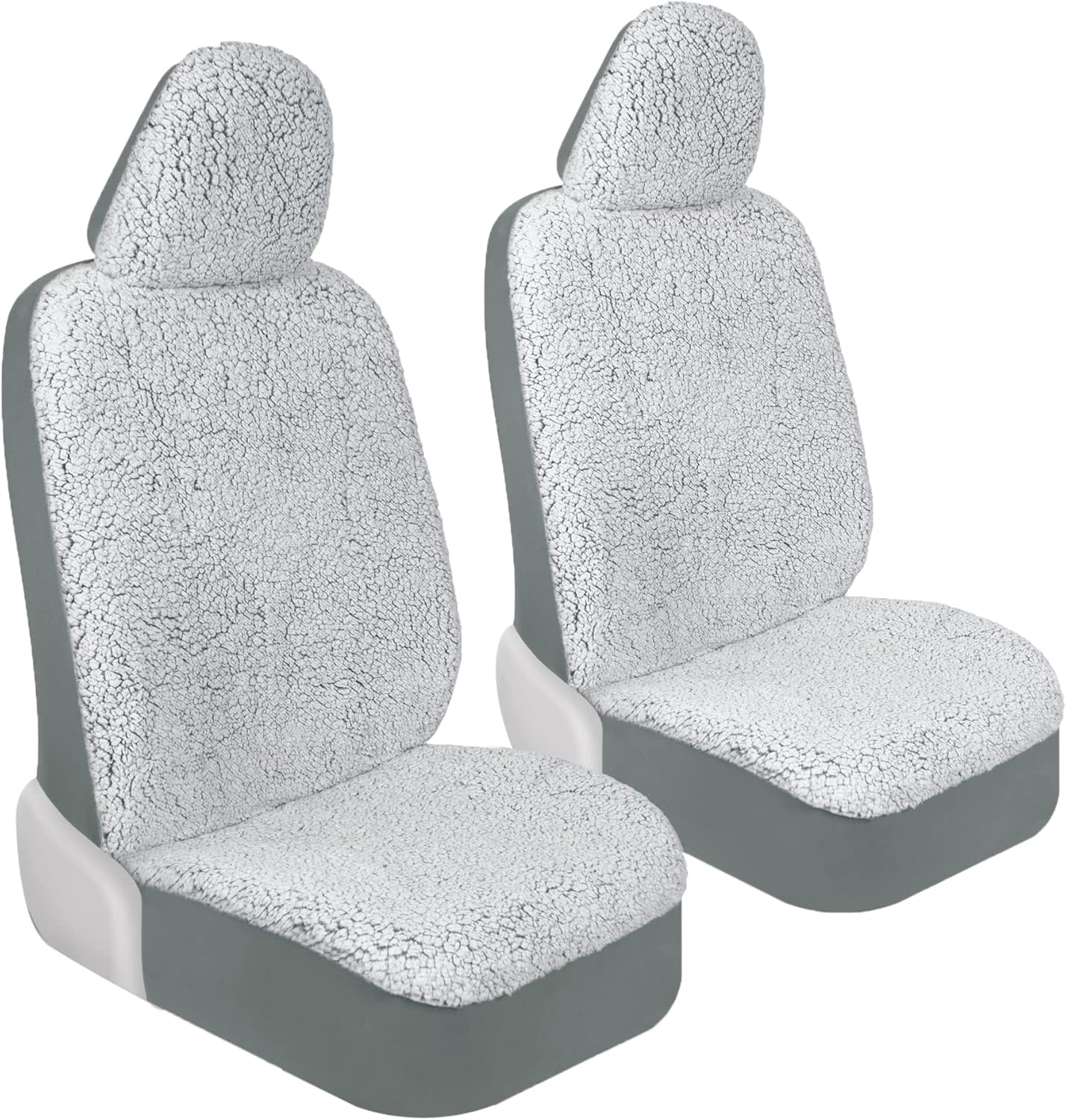 Carbella Plush Sherpa Fleece, 2 Pack Gray Seat Cover for Cars with Soft Cushioned Touch, Cute Automotive Interior Protector for Trucks Van SUV