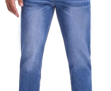 Jeans for Short Men 27″ Original Straight Taper Fit Short Length Casual Stretch Denim Pants AT01