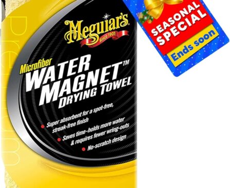 Meguiar’s Water Magnet Microfiber Drying Towel, Premium Car Wash Microfiber Towel That’s Super Plush, Water Absorbent & Scratch-Free Big Microfiber Towels for Cars, 1 Pack
