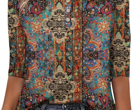 Zeagoo 3/4 Length Sleeve Women Tops Crew Neck Blouses Dressy Casual Summer T Shirts Loose Fit Business Work Clothes