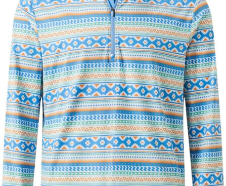 M MAELREG Quarter Zip Golf Pullover Men Dry Fit Long Sleeve Performance Wicking 1/4 Zip Full Print Pullover Mens Sweatshirt