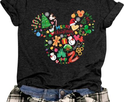 Christmas Shirts for Women Magical Merry Christmas Shirt Xmas Graphic Tshirt Funny Holiday Vacation Tops