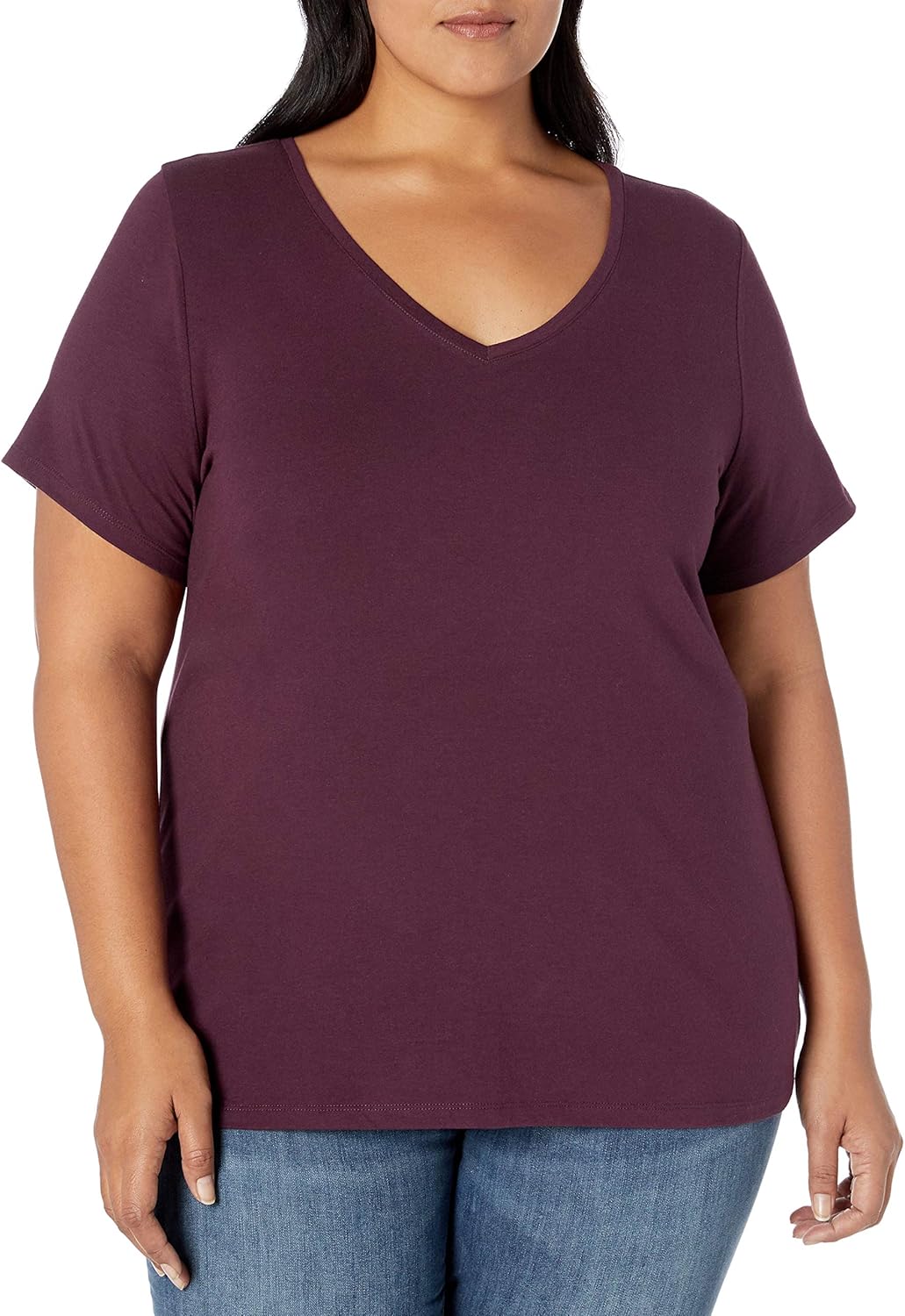 Amazon Essentials womens Plus Size Classic-fit Short-sleeve V-neck T-shirt